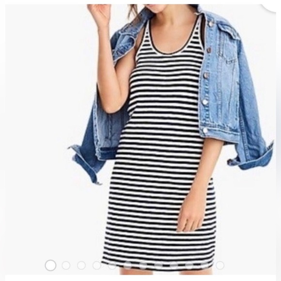 EUC J Crew Racerback Striped Tank Dress 100% Cotton Size XS Black Label - Picture 3 of 15